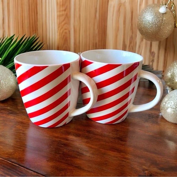 STARBUCKS Candy Stripe Red & White Christmas Mugs - 12oz (Set of 2) - Picture 2 of 10